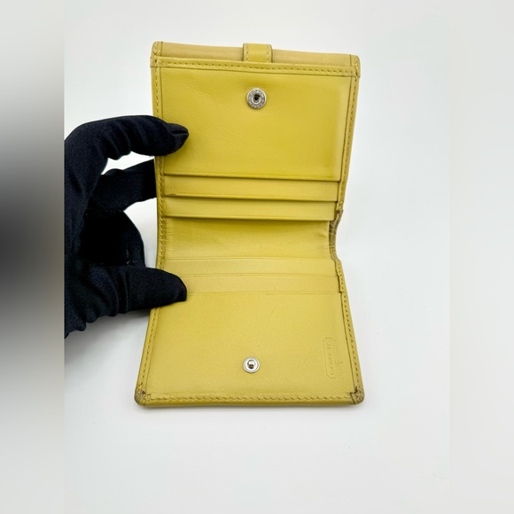 COACH Compact Wallet with Silver Hardware Yellow - Picture 3 of 12